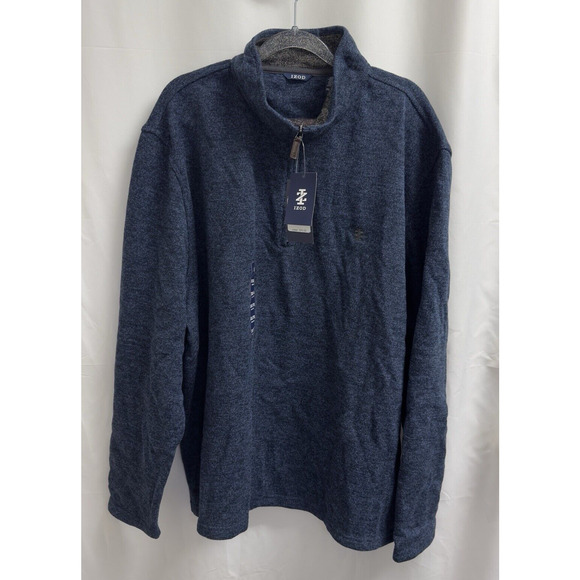 IZOD Thermasoft Tech 1/4 Zip Pullover Fleece Sweater Men's Size XXL Navy - Picture 1 of 7